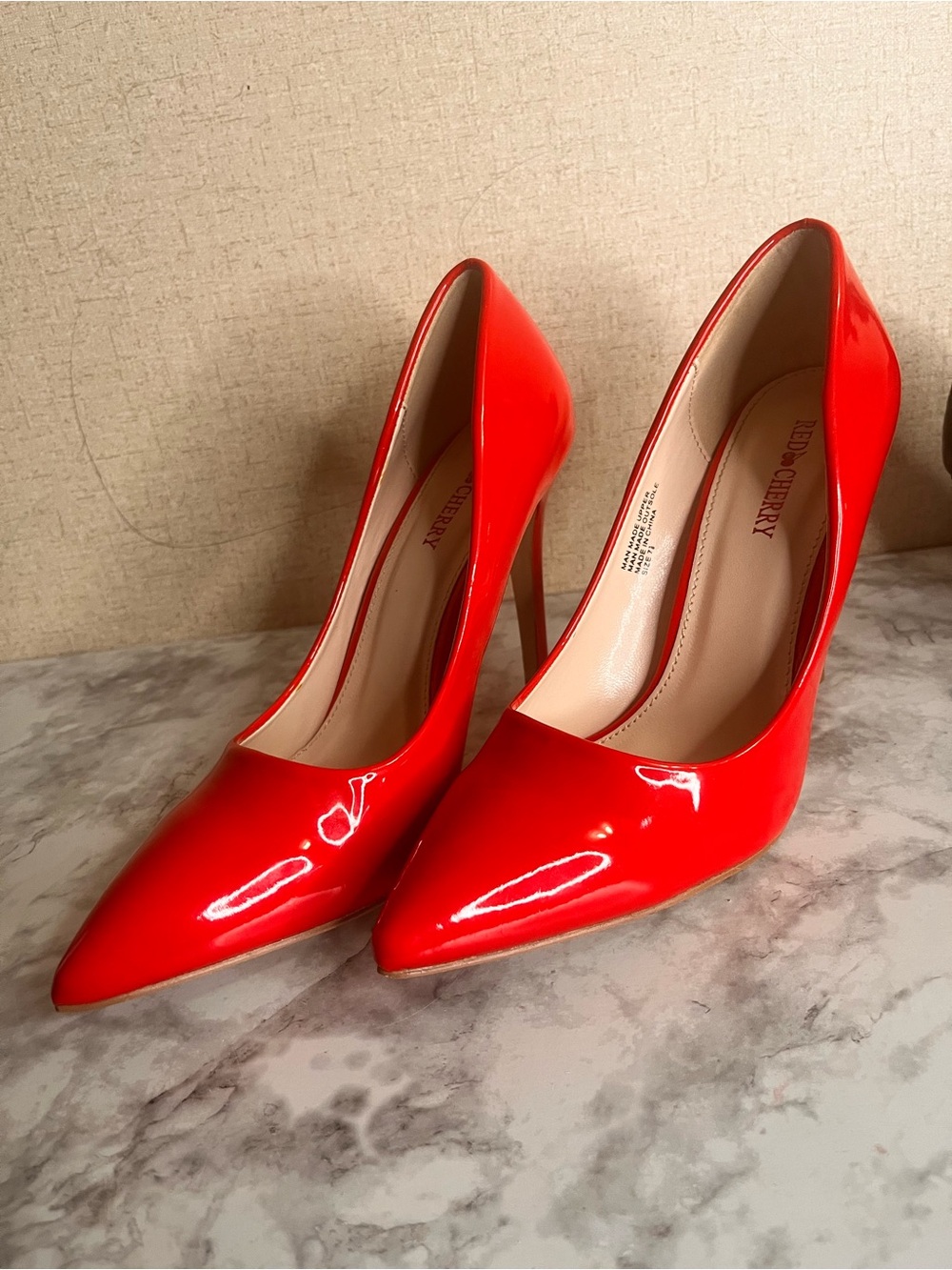 Women's Red Patent Pointed-Toe High Heels
